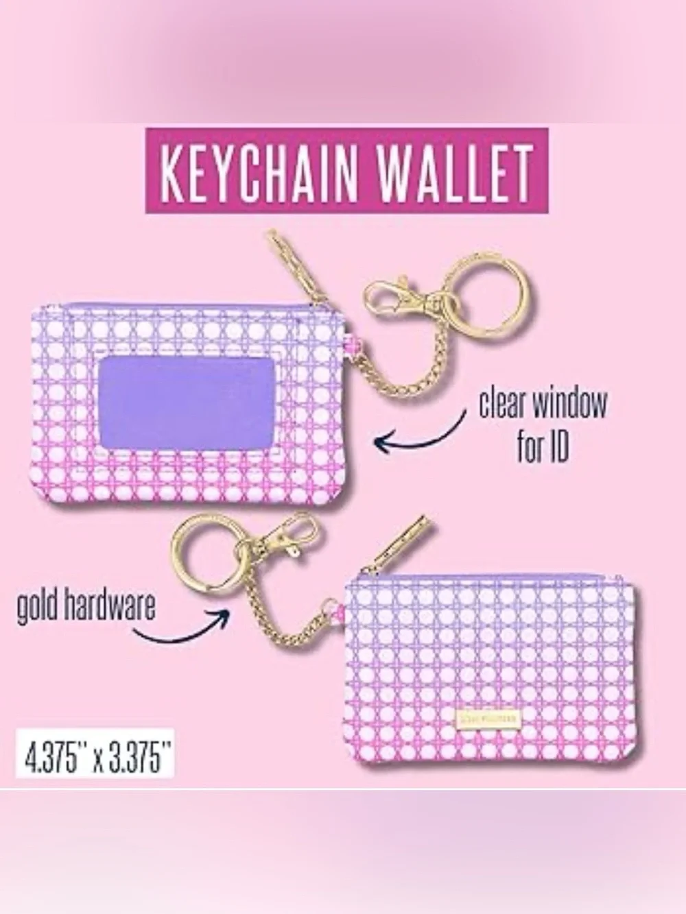 Lilly Pulitzer Pink to Lavender Ombre Card Pouch with Gold Accents